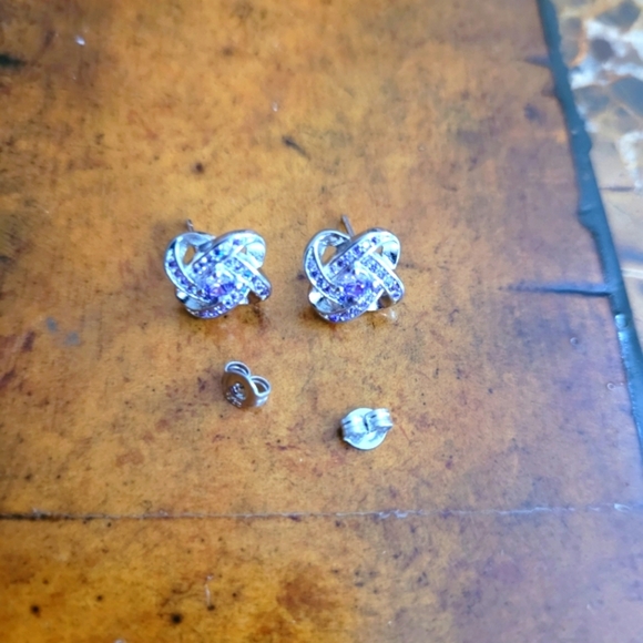 Elegant Silver Knot Earrings And Halo Necklace - Picture 1 of 7